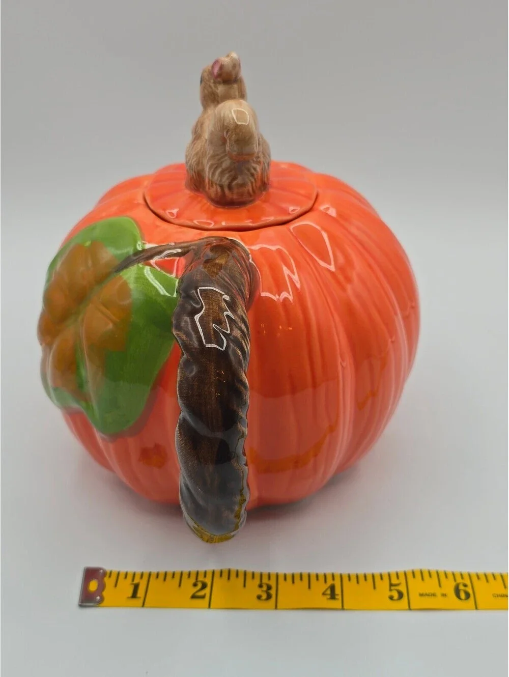 Vintage Hard to Find FWC Pumpkin Teapot with Squirrel Lid The Cook's Bazaar